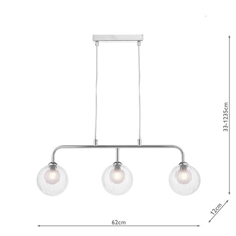 Feya 3 Light Bar Pendant Polished Chrome And Clearopal Glass