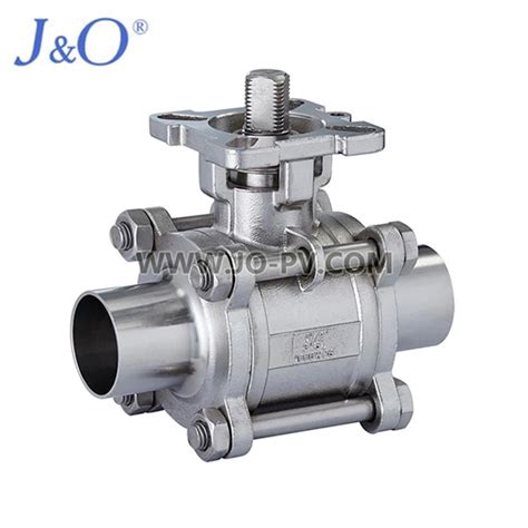 Hygienic Stainless Steel Butt Weld Three Pieces Ball Valve With ISO5211