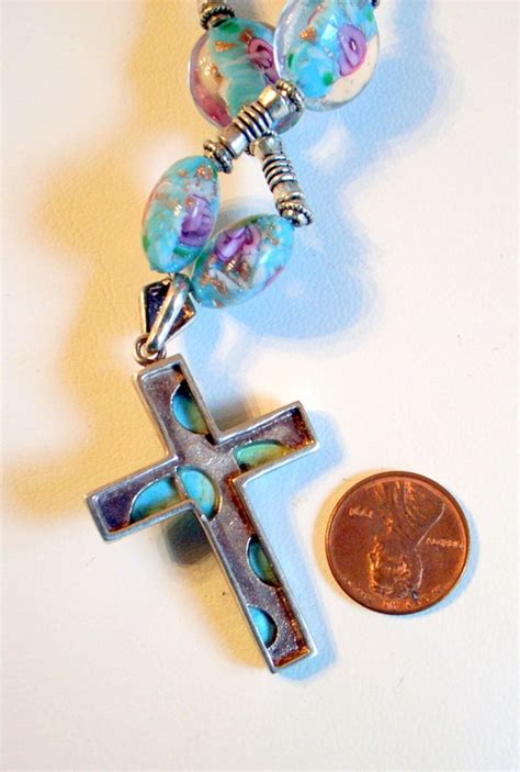 Vintage Turquoise Cross Necklace Sterling With Handmade Etsy