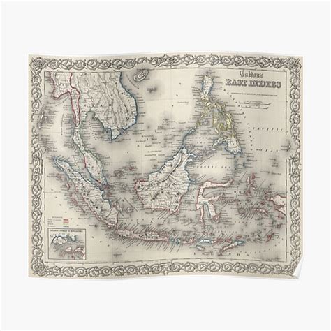 Vintage Map Of Indonesia And The Philippines Premium Matte Vertical