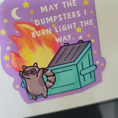 Raccoon Let The Dumpsters I Burn Light The Way Magnet Refrigerator Meme