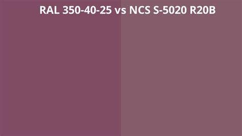 Ral 350 40 25 Vs Ncs S 5020 R20b Ral Colour Chart Uk