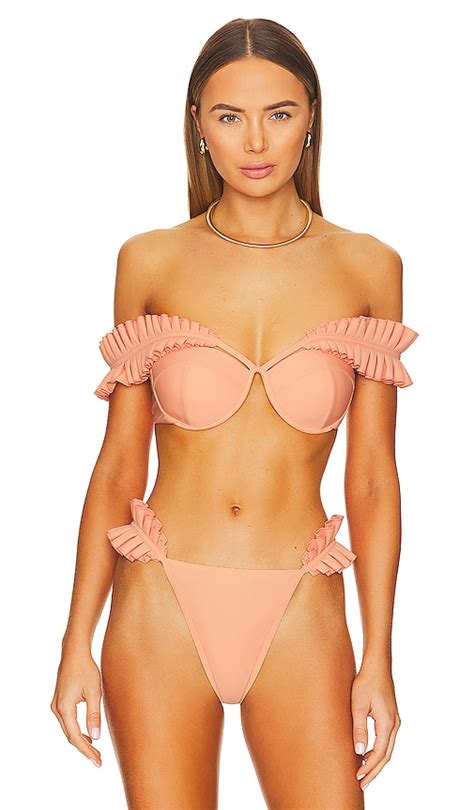 Andrea Iyamah Mulan Ruffled Bikini Top In Orange Modesens