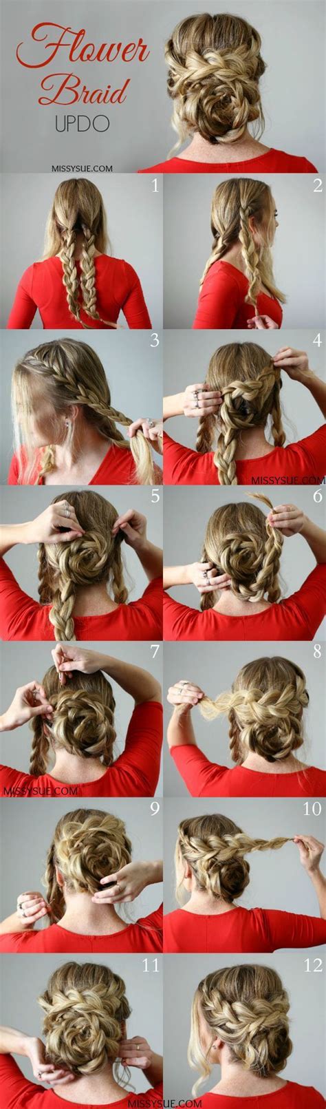 Cute Flower Braid Updo For Long Hair Hair Styles Braided Hairstyles For Wedding Long Hair Updo