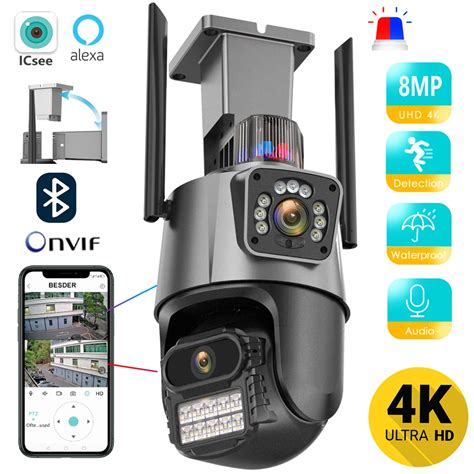 BESDER PTZ WiFi Camera 8MP With Dual Screen Color Night Vision Outdoor