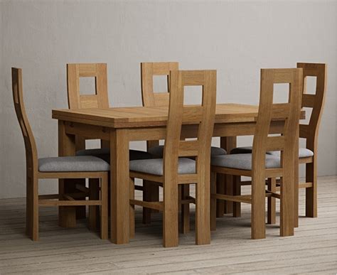 Extending Buxton 140cm Solid Oak Dining Table With Flow Back Chairs