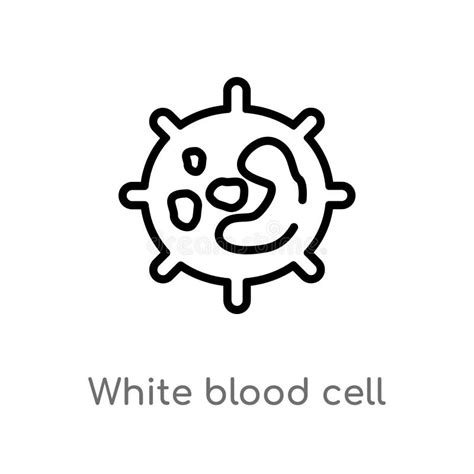 Outline White Blood Cell Vector Icon Isolated Black Simple Line