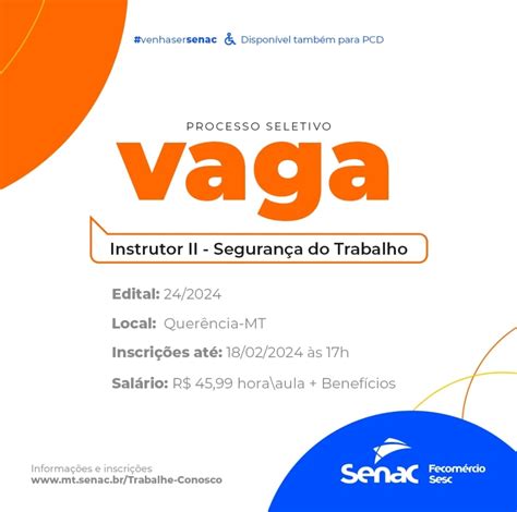 Senac Abre Vagas para Instrutor de Curso Técnico em Segurança do