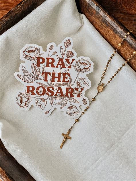 Pray The Rosary Vinyl Sticker Catholic Stickers Sticker Etsy