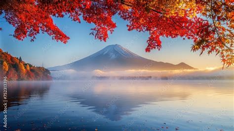 A Breathtaking View Of Mountain Fuji In The Colorful Autumn Season