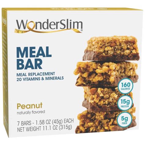 Buy Wonderslim Meal Replacement Protein Bar Low Carb Nutrition Bar For Women And Men Peanut