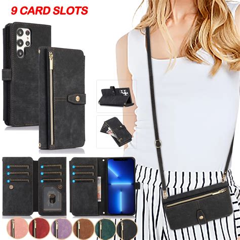 Crossbody Wallet Phone Case For Samsung Galaxy S21 S20 Fe S22 Plus Note 20 Ultra A33 A53 5g Card