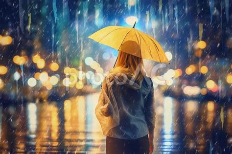 雨の中傘を差す女性の後ろ姿 No 27064911｜写真素材なら「写真ac」無料（フリー）ダウンロードok