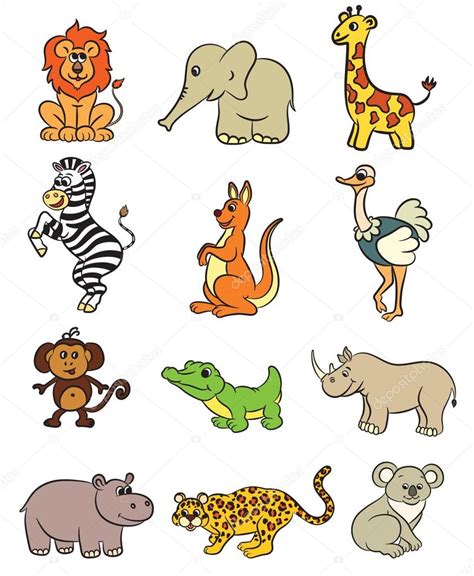 Cute Zoo Animals Collection Vector Illustration Stock Illustration By