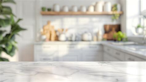 Premium Photo | Minimal white marble kitchen table with copy space