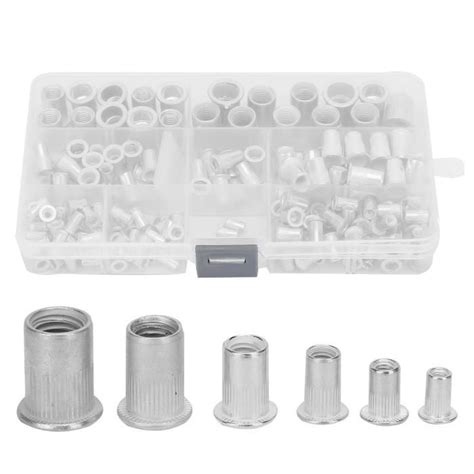 URB Écrou fileté 165pcs Boîte Écrou à Rivet en Aluminium Jeu d Écrou d