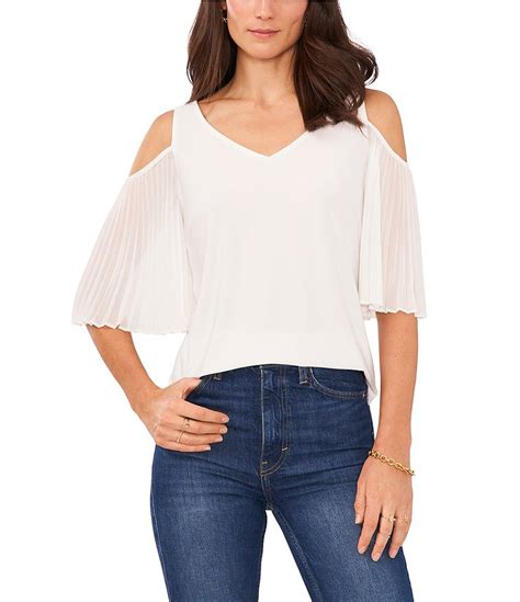 Vince Camuto Short Cold Shoulder Sleeve V Neck Blouse Dillard S