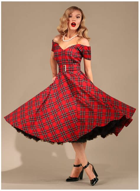 Dee Dee Royal Stewart Tartan Vintage 50s Full Circle Dress British Retro