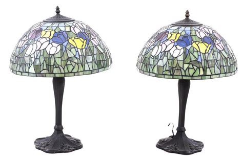 Art Nouveau Tiffany Style Stained Glass Lamps - United States - Glass