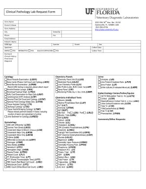 Fillable Online Vetmed Labs Sites Medinfo Ufl Clinical Pathology Lab