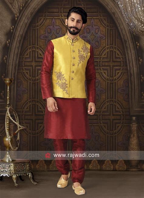 Attractive Silk Fabric Nehru Jacket ‎rajwadi‬ Menswear Mensfashion Suit ‎feelroyal