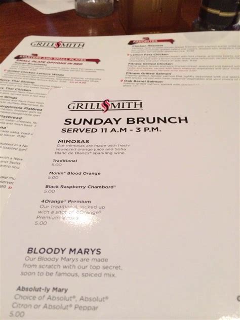 Menu At Grillsmith Wesley Chapel Steakhouse Wesley Chapel Piazza