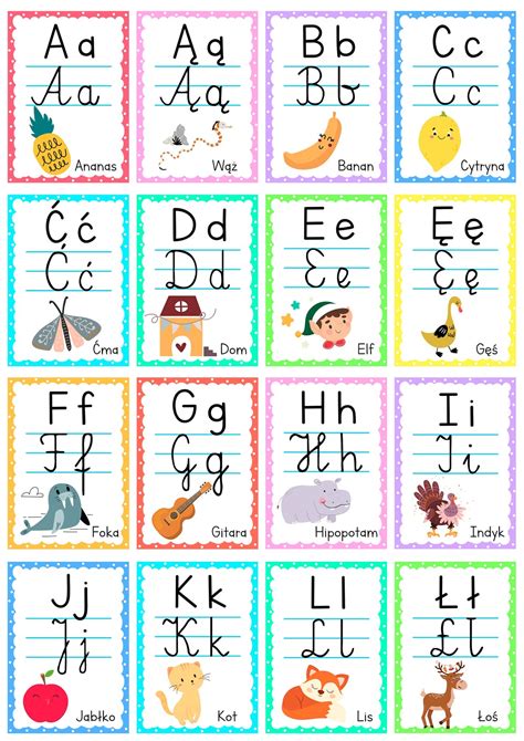 Polish Alphabet Flash Cards Polski Alfabet Printable Pdf Posters Polish