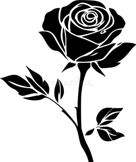 A Stencil Clipart of a Long-stemmed Rose. Stock Image - Illustration of ...