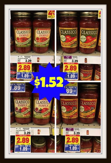 Classico Pasta Sauce Only 152 Each At Kroger Reg Price 329