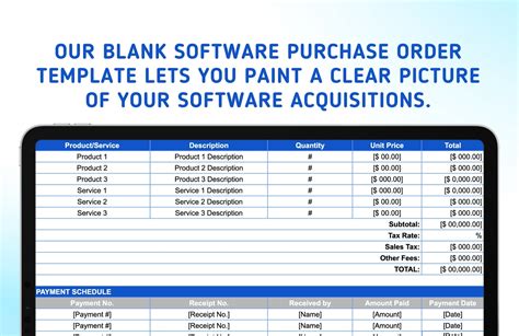 Blank Software Purchase Order Template In Excel Word Apple Pages