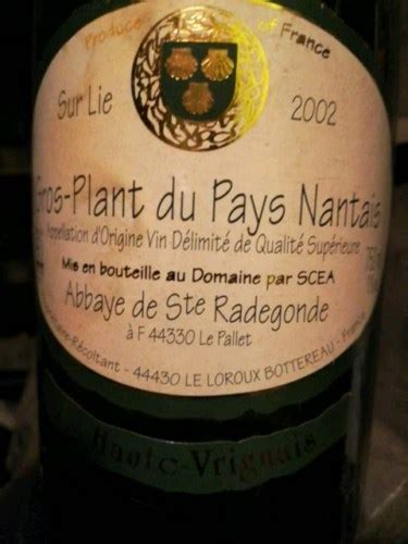 Abbaye De Ste Radegonde Gros Plant Du Pays Nantais Sur Lie Vivino