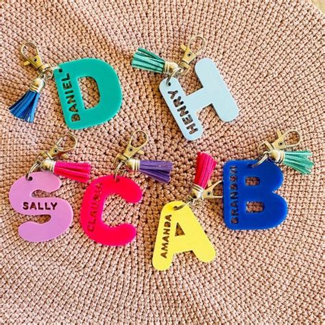 Temupersonalized Acrylic Name Keychain With Tassel Custom Bag Tag