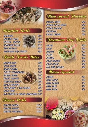 Hotel Menu Card Printing Service At Rs Piece Restaurant Menu