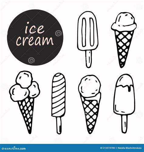 Vector Set Of Doodle Ice Cream Hand Drawn Clip Art Stock Vector