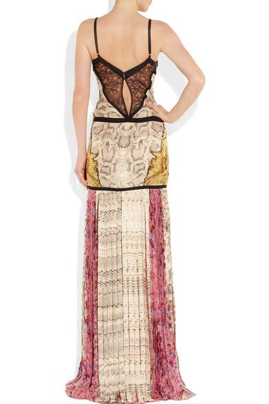 Roberto Cavalli Printed Silk Satin And Silk Chiffon Gown NET A