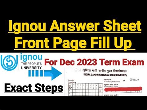 Ignou Answer Sheet Front Page Fill Up How To Fill Ignou Answer Sheet