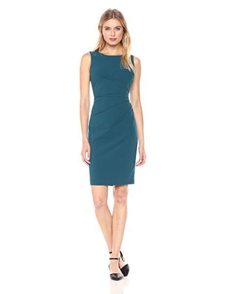 Calvin Klein Womens Sleeveless Sheath Dress With Starburst Detail