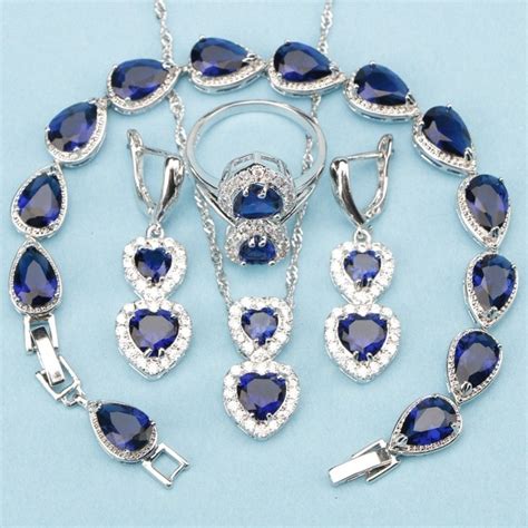 Beautiful Royal Blue Cubic Zirconia 925 Sterling Silver Wedding Jewelry