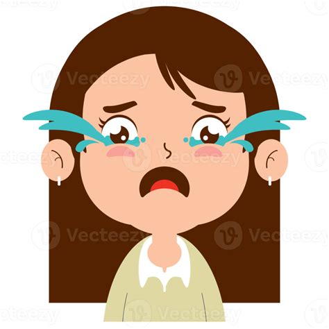 Niña Llorando Cara Dibujos Animados Lindo 14429073 Png