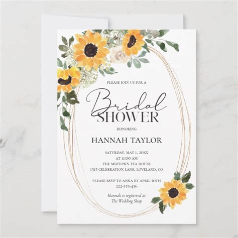 Elegant Sunflowers Eucalyptus Bridal Shower Invitation Zazzle