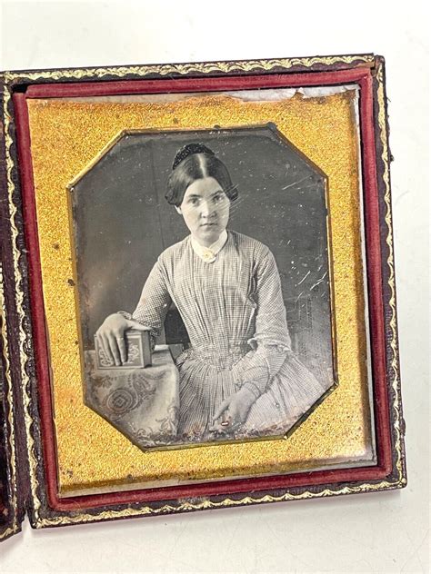 Antique Daguerreotype Ambrotype Tintype In Leather Case Antique