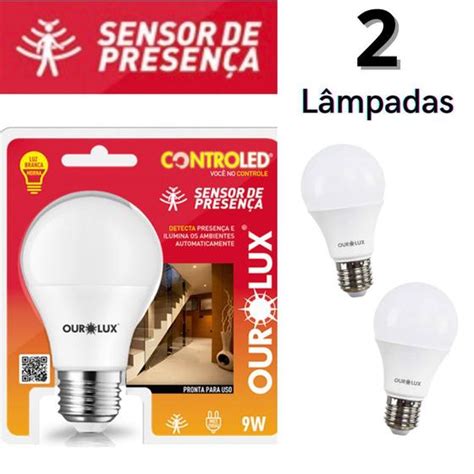 Kit 3 Lâmpada Led Sensor de Presença Movimento Inteligente Branco Frio