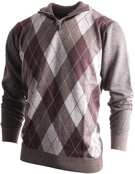 Enimay Enimay Mens Argyle V Neck Golf Long Sleeve Sweater Vintage