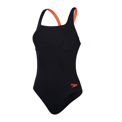 Speedo Womens Flex Band Swimsuit With Built In Swim Bra Black Siren