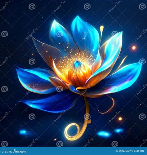 Beautiful Blue Lotus Flower On Dark Background Vector Illustration