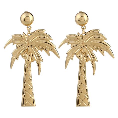 Women Elegant Coconut Palm Tree Stud Earrings Summer Beach Jewelry Xmas