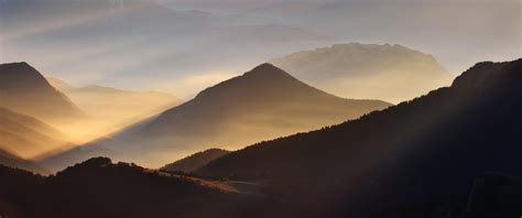 Foggy Wallpaper 4K, Mountains, Sunrise, Valley