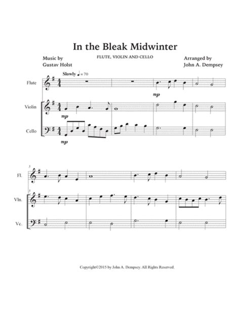 In The Bleak Midwinter Trio For Flute Violin And Cello By Gustav