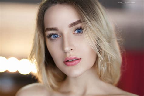 Women Blonde Face Blue Eyes Depth Of Field Wallpaper Resolution