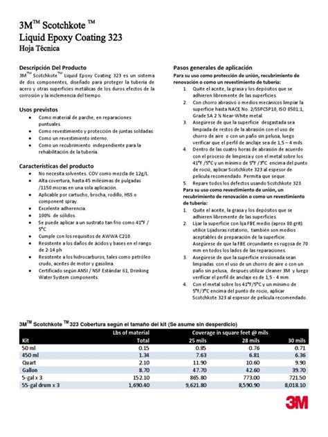 3m Scotchkote 323 Líquido Epoxi Revestimiento Hoja Técnica Pdf